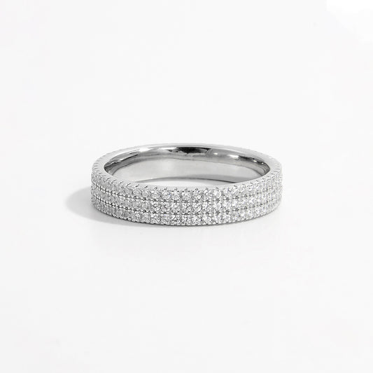 Silver Zircon Wide Band Ring