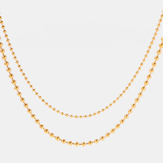 Gold Double Strand Bead Chain Necklace
