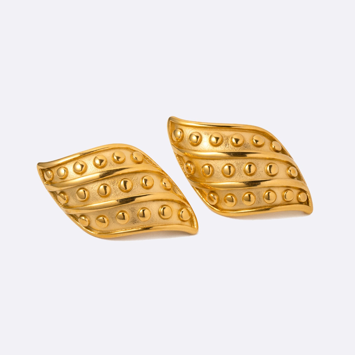 Gold Textured Wave Post Earrings
