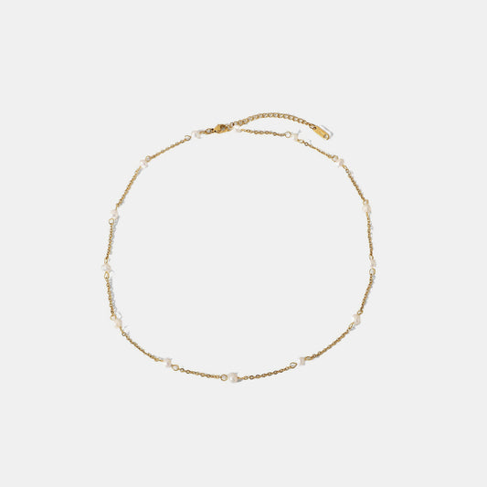 Gold Freshwater Pearl Station Necklace