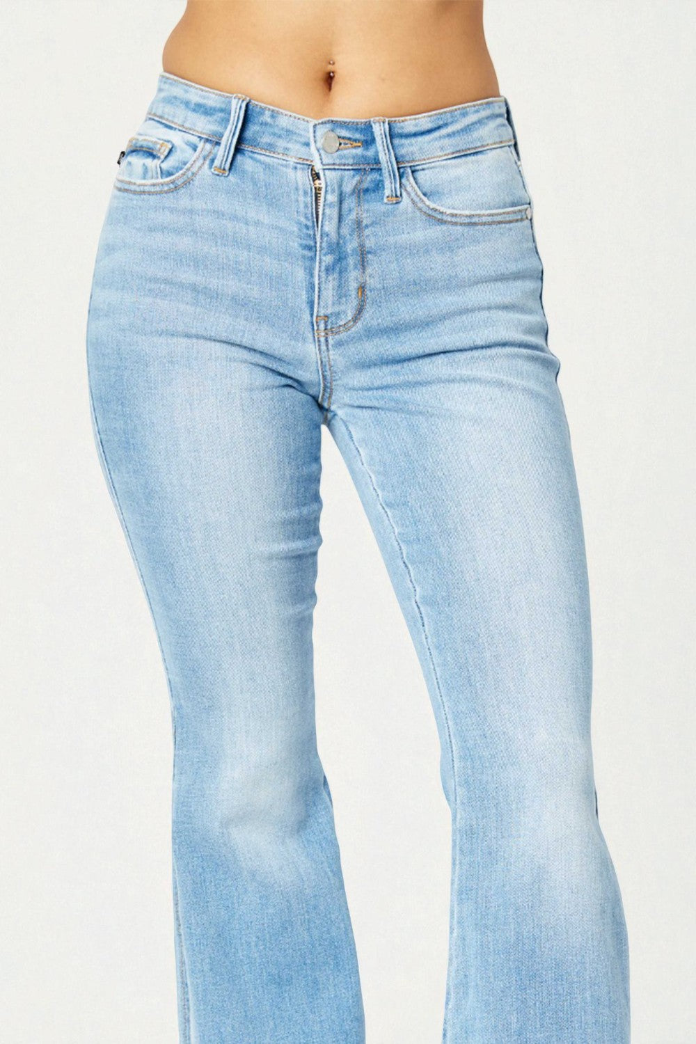 Light blue jeans on a white background