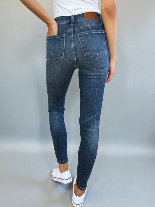 Dark Wash Distressed Skinny Jeans