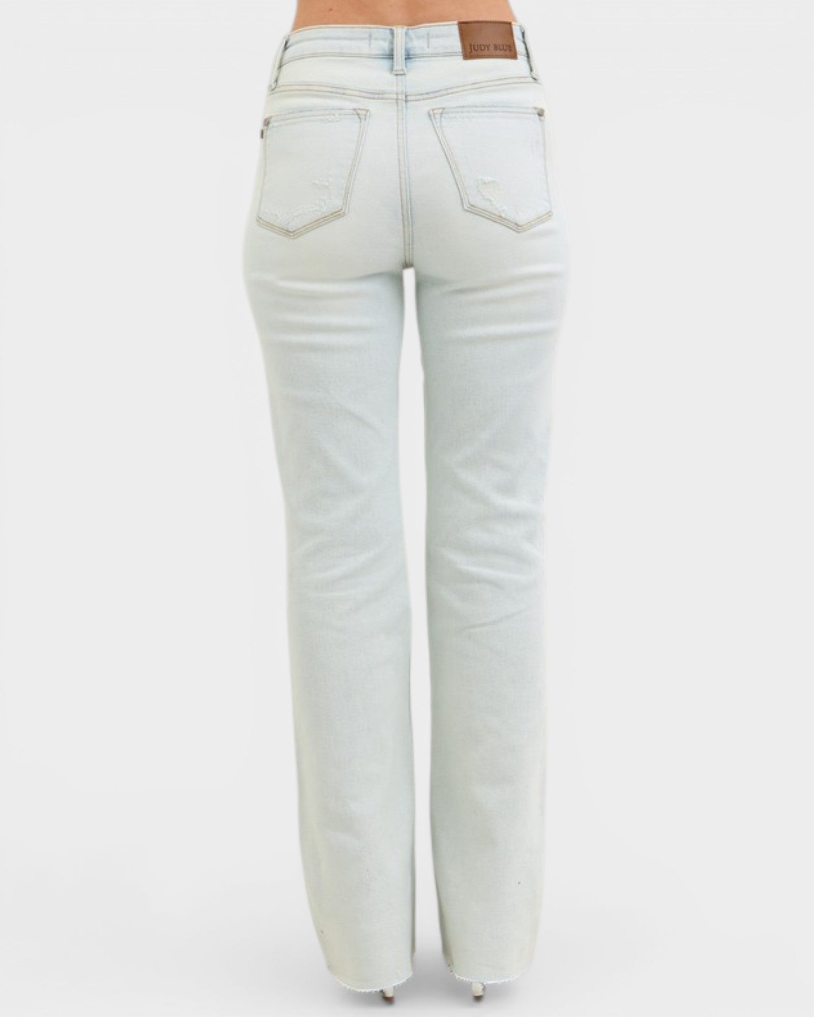 Light blue jeans on a white background