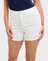 White High Rise Denim Shorts