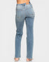 Light blue jeans on a white background