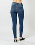 Jean skinny taille haute délavé foncé effet usé