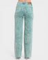 Teal acid-wash jeans on a white background