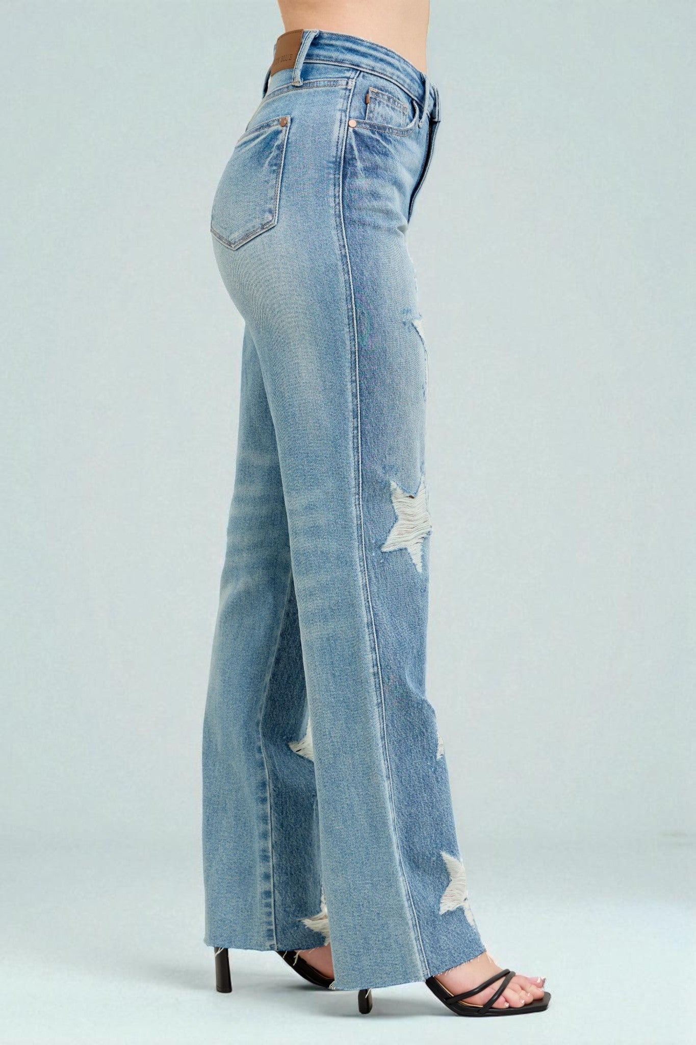 Light Wash Distressed Star Jeans