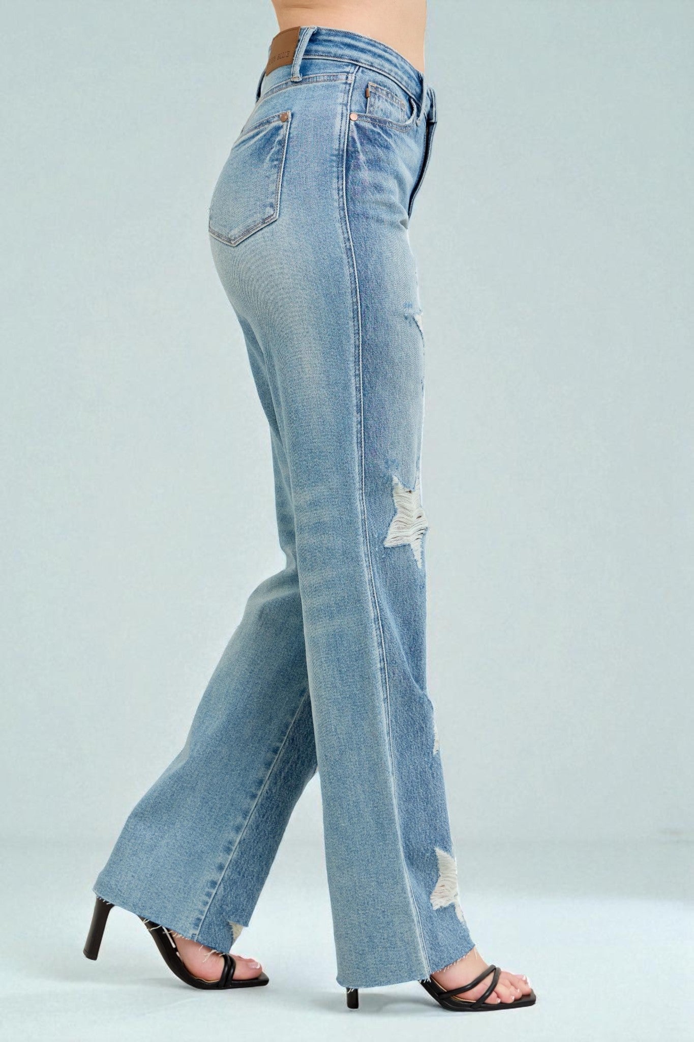 Light Wash Distressed Star Jeans