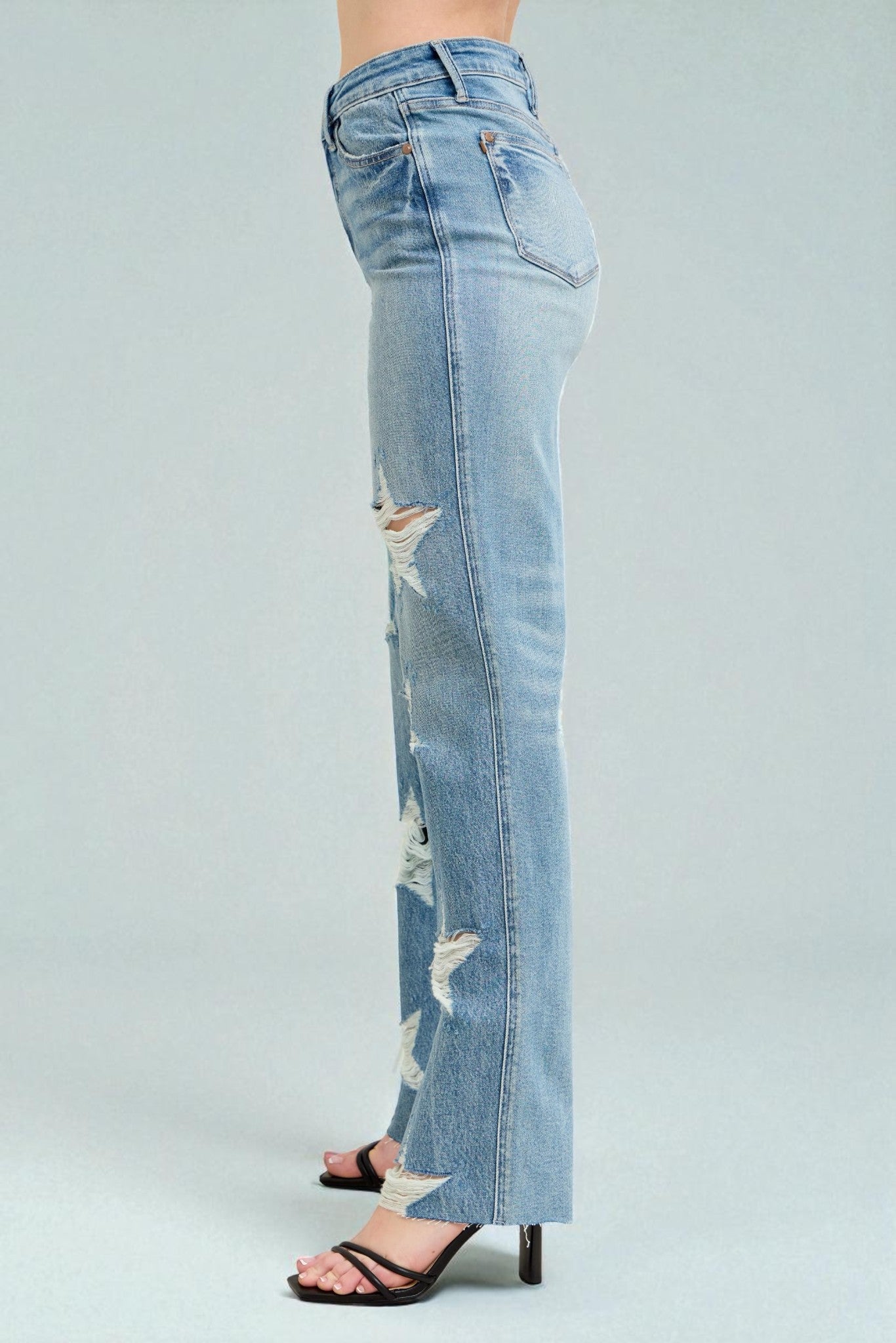 Light Wash Distressed Star Jeans