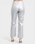 Silver metallic pants on a white background
