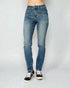 Jean skinny taille haute délavé foncé
