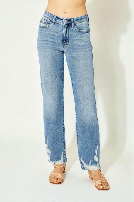 Light Wash Distressed Straight Leg Jeans