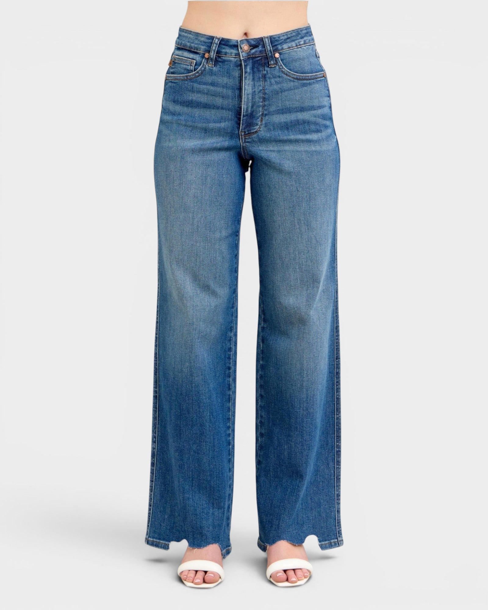 Blue jeans on a white background