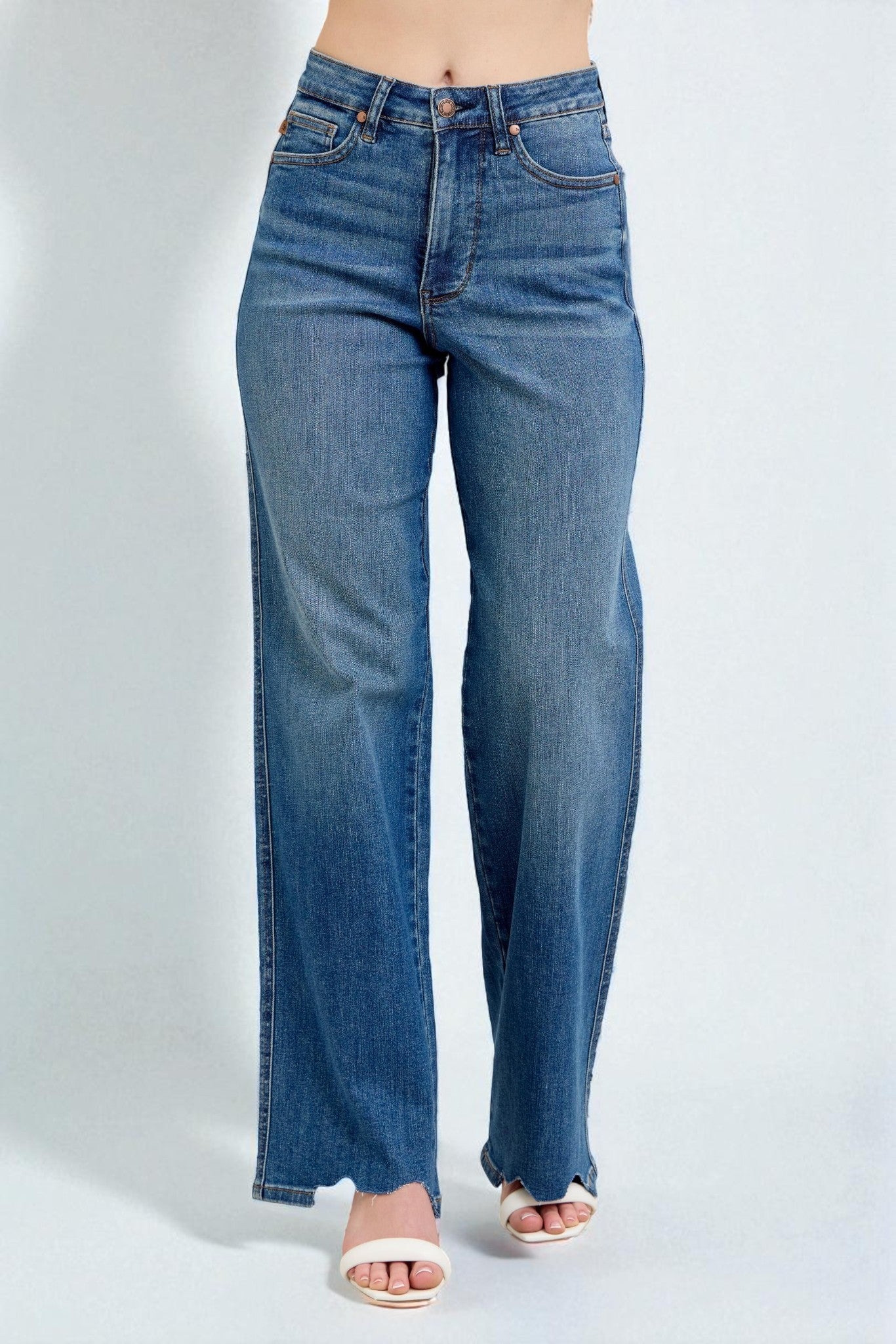 Blue jeans on a white background