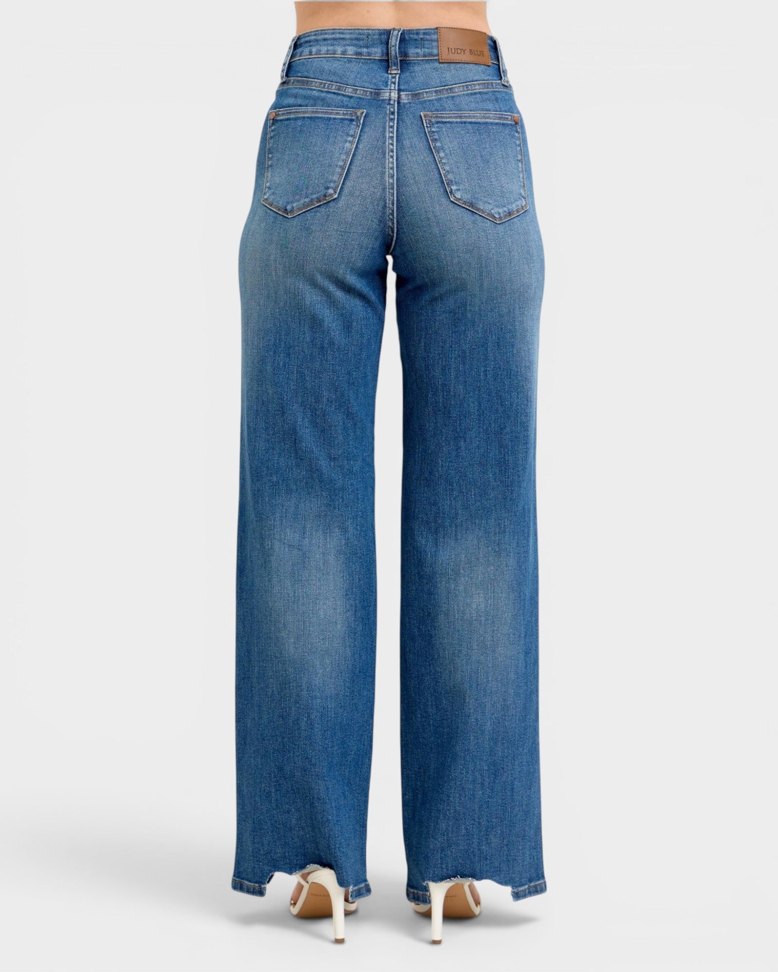 Blue jeans on a white background