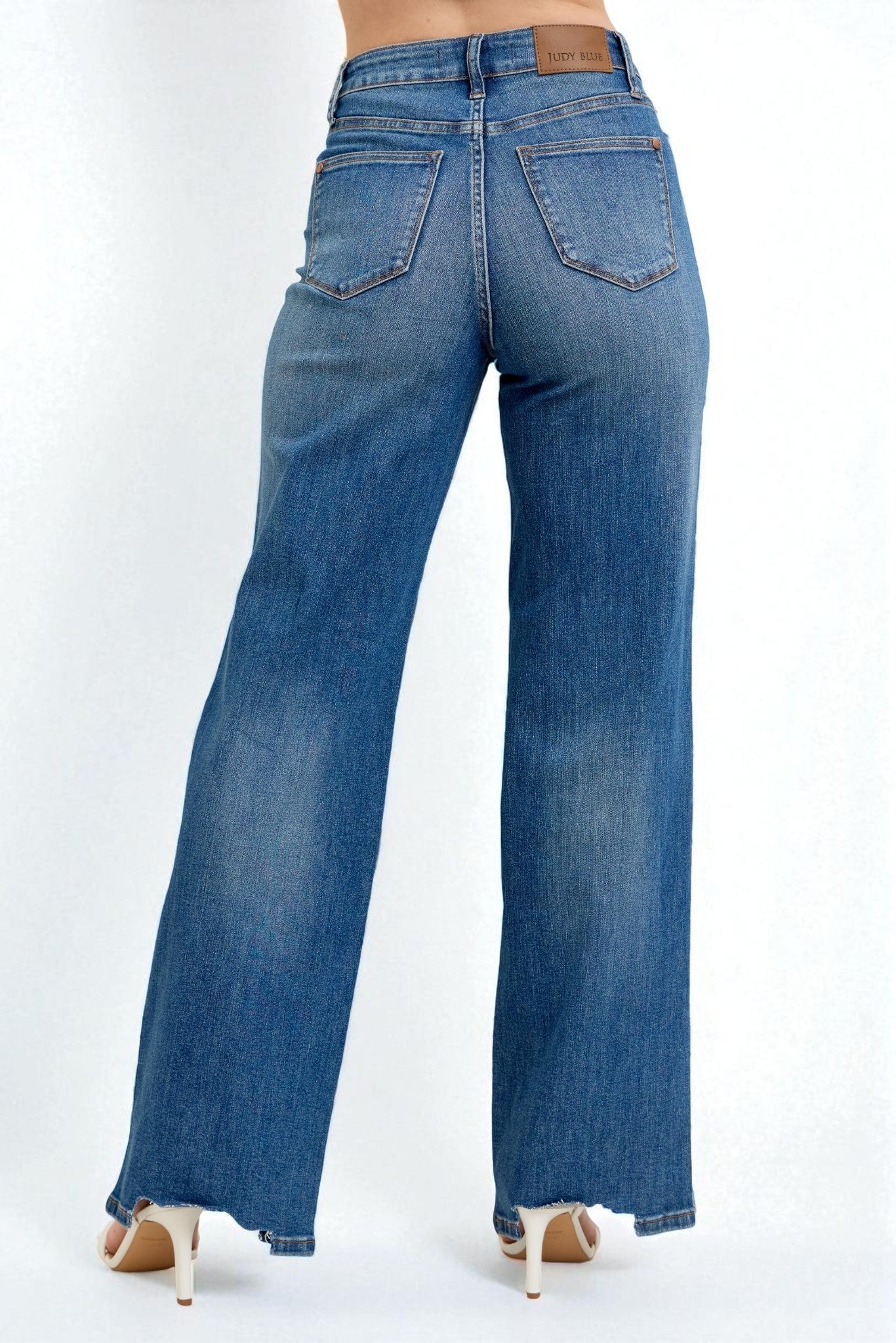 Blue jeans on a white background