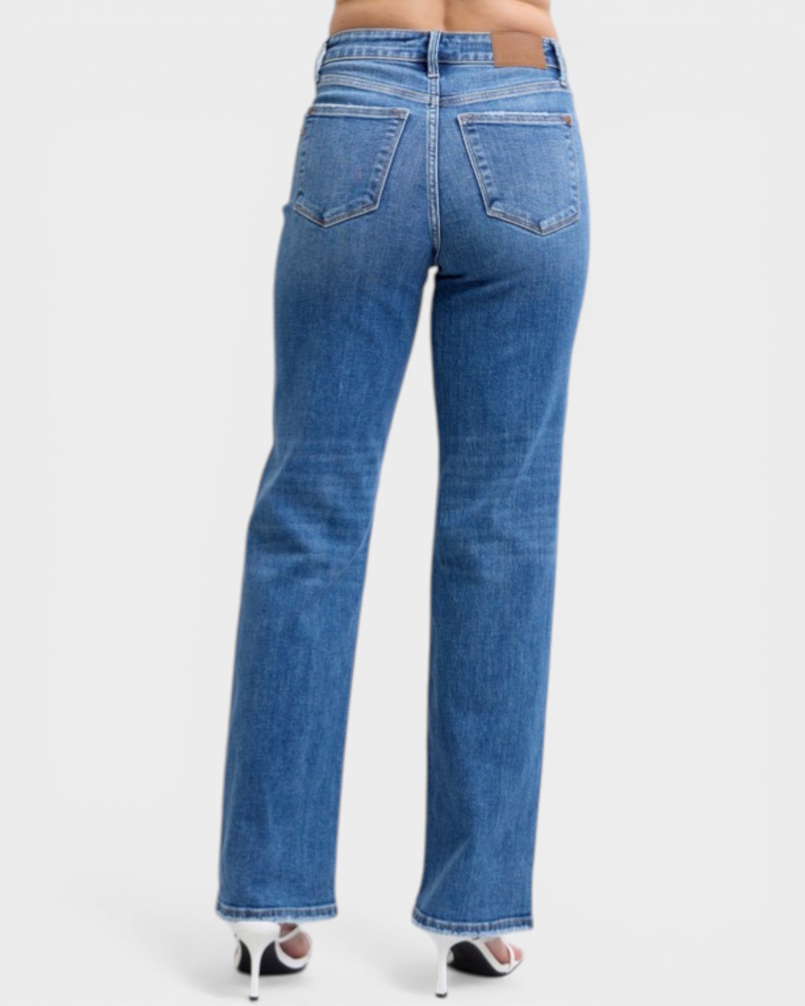 Blue jeans on a white background