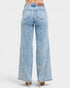 Light blue jeans worn by a person on a white background