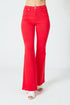 Red flared jeans on a white background