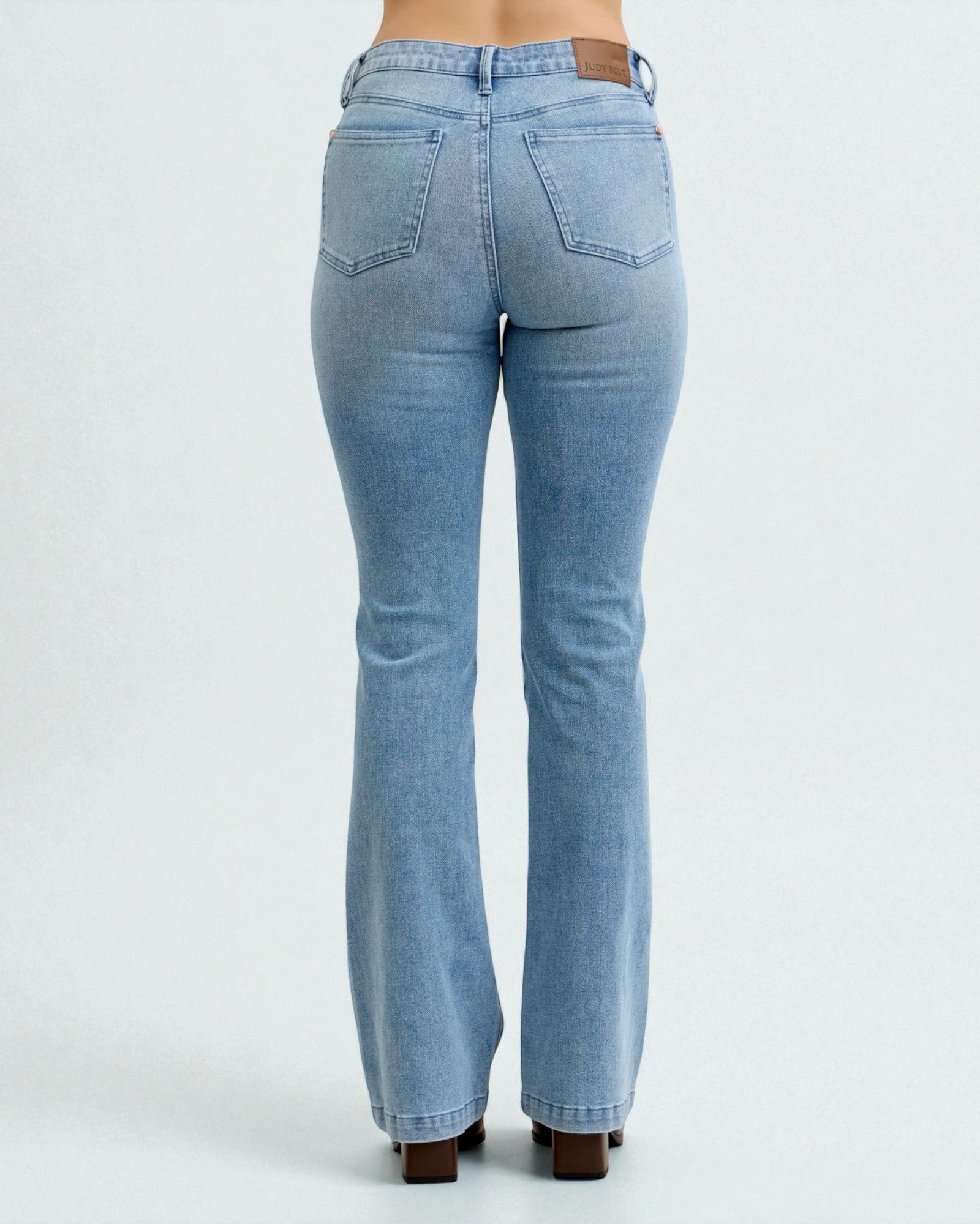 Light blue jeans on a white background