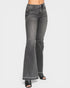 Black denim jeans on a white background
