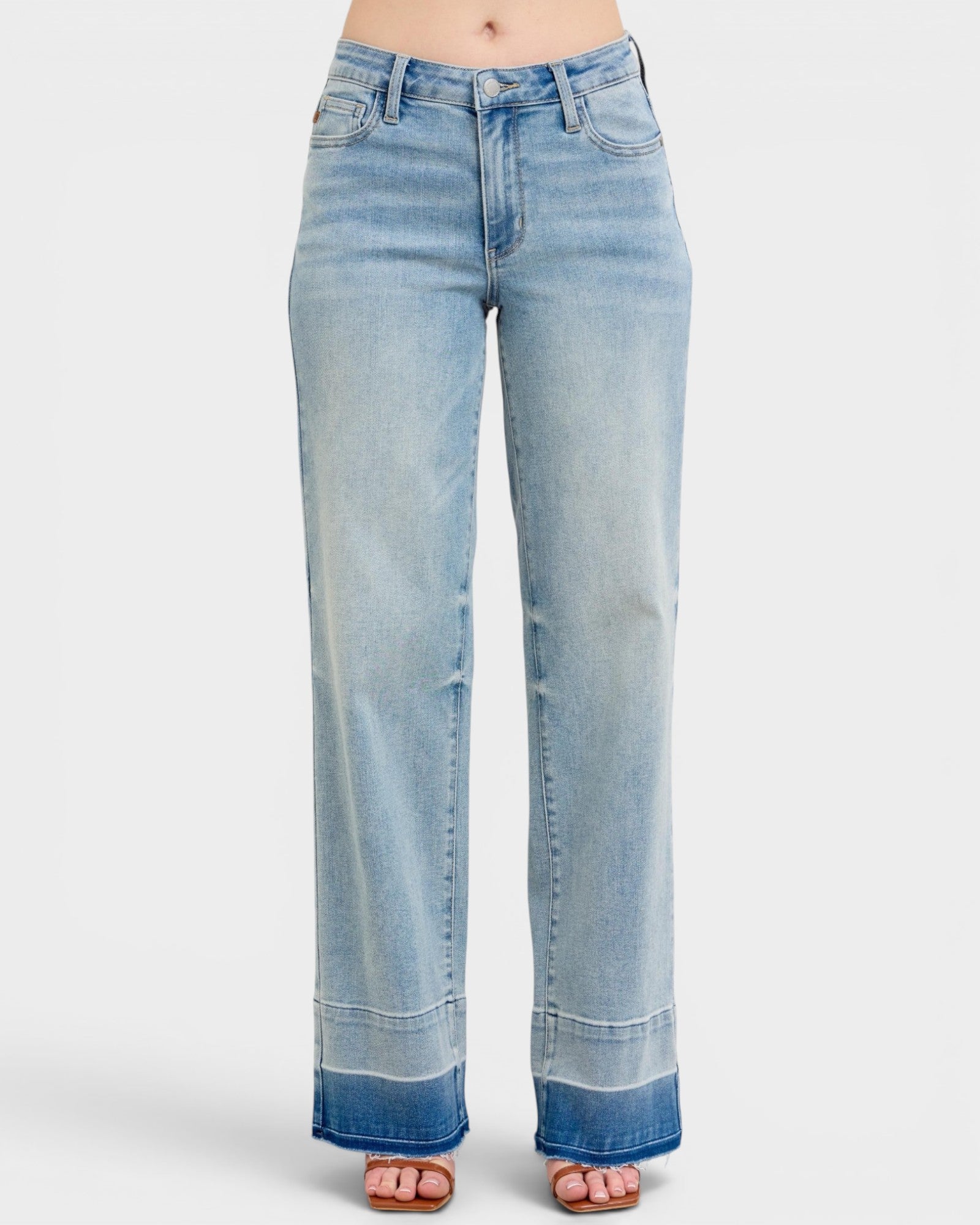 Light blue jeans on a white background