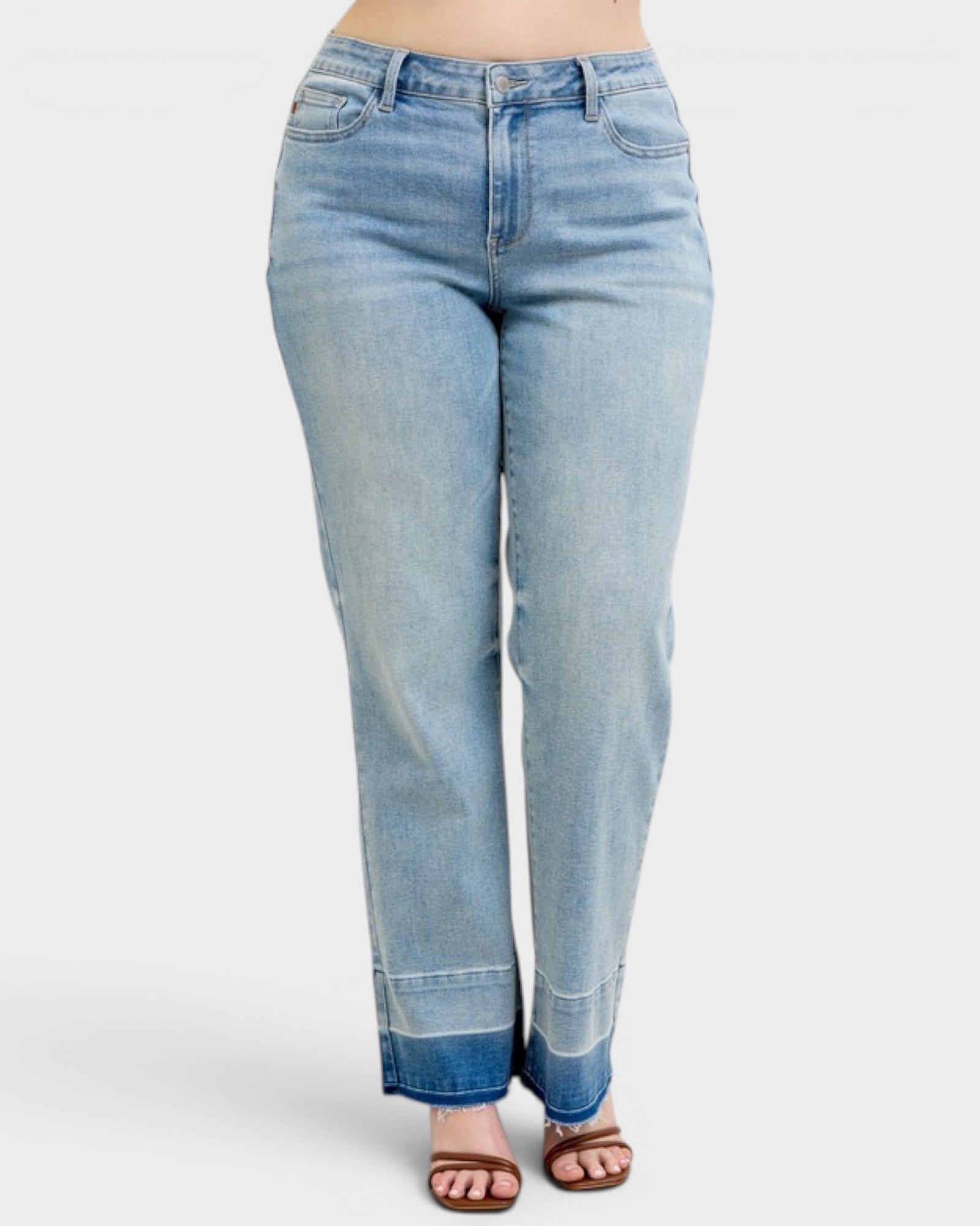 Light blue jeans on a white background