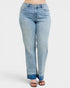 Light blue jeans on a white background