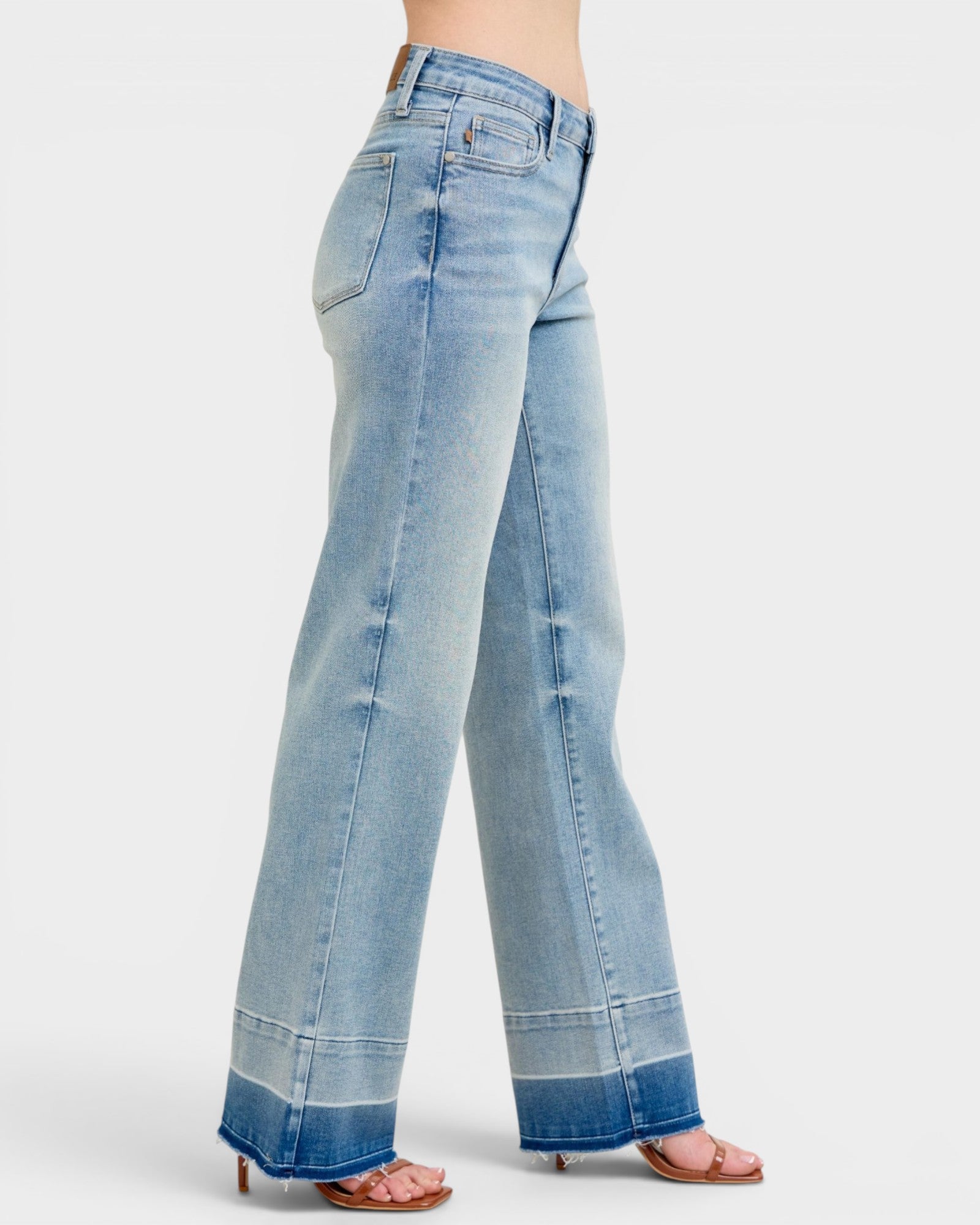 Light blue jeans on a white background