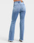 Medium Wash Raw Hem High Rise Bootcut Jeans