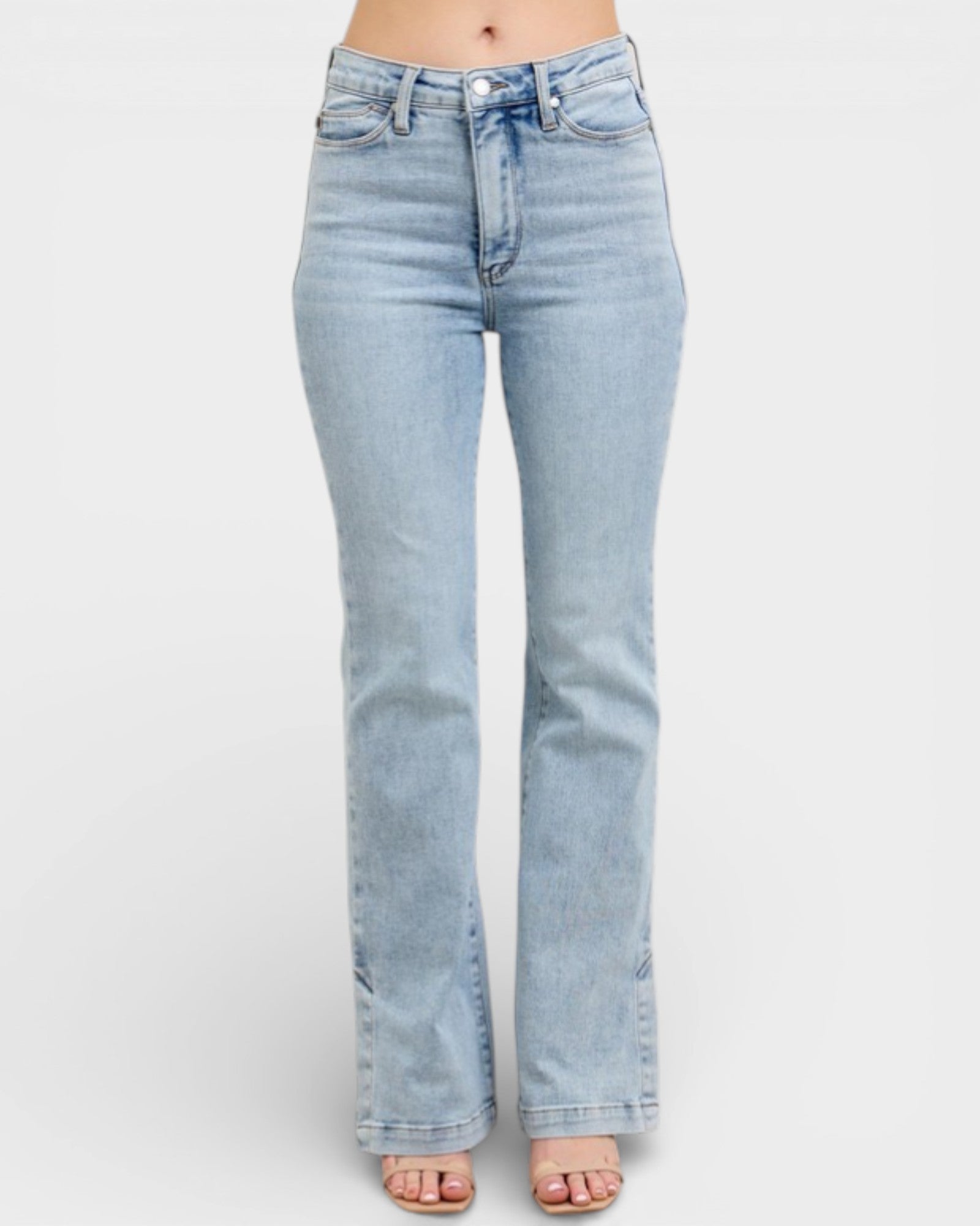 Light blue jeans on a white background