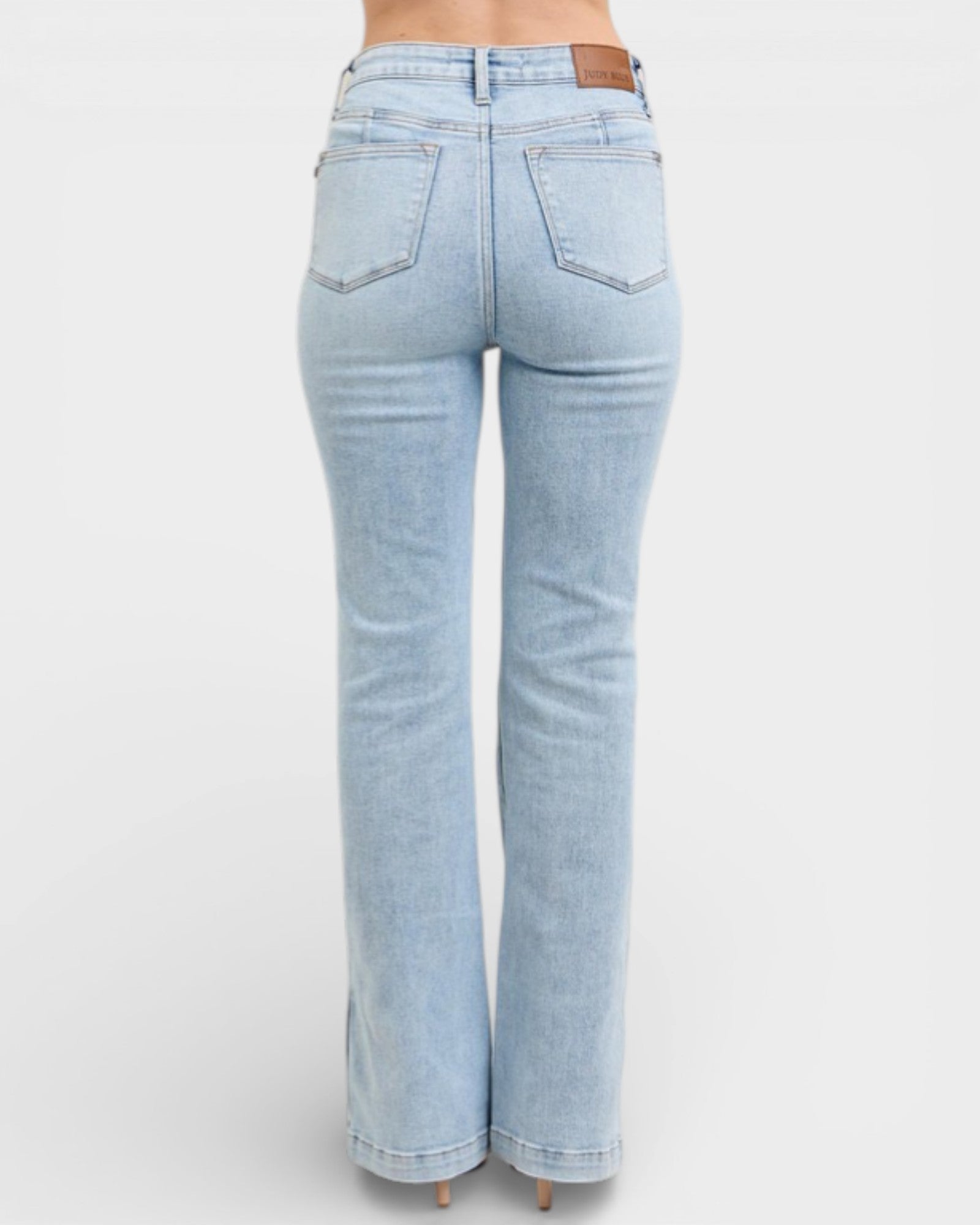 Light blue jeans on a white background