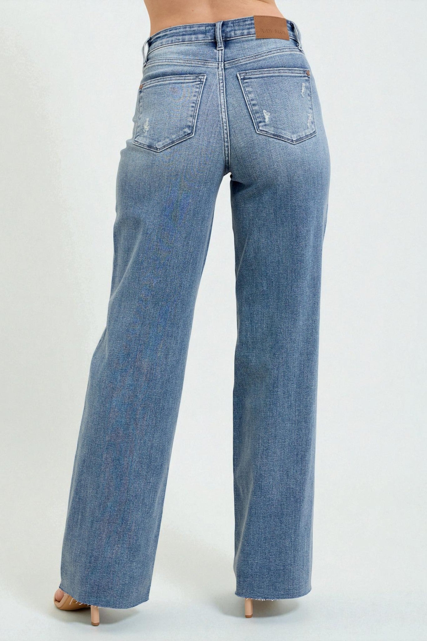 Blue jeans on a white background