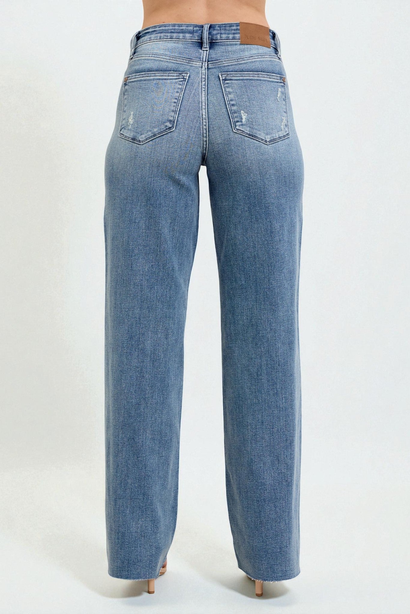 Blue jeans on a white background