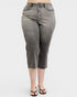 Gray denim capri pants on a white background