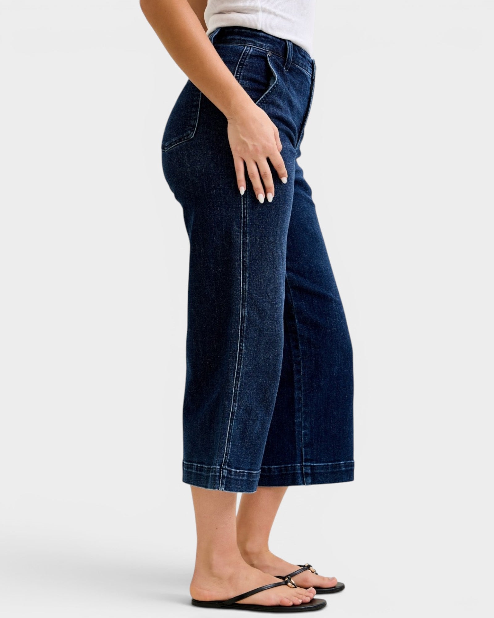 Dark Wash Wide Leg Crop Jeans
