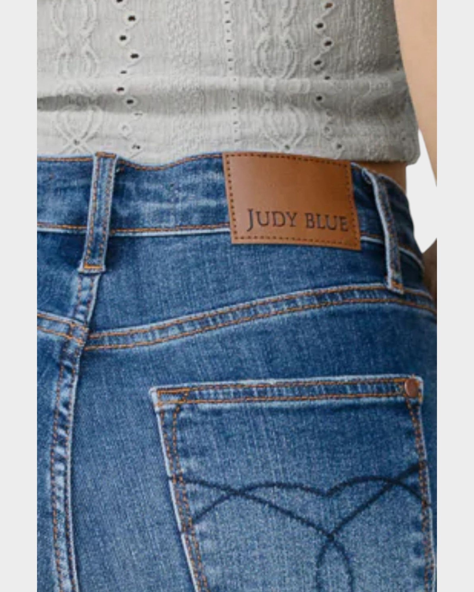 Medium Wash Cropped Kick Flare Jeans