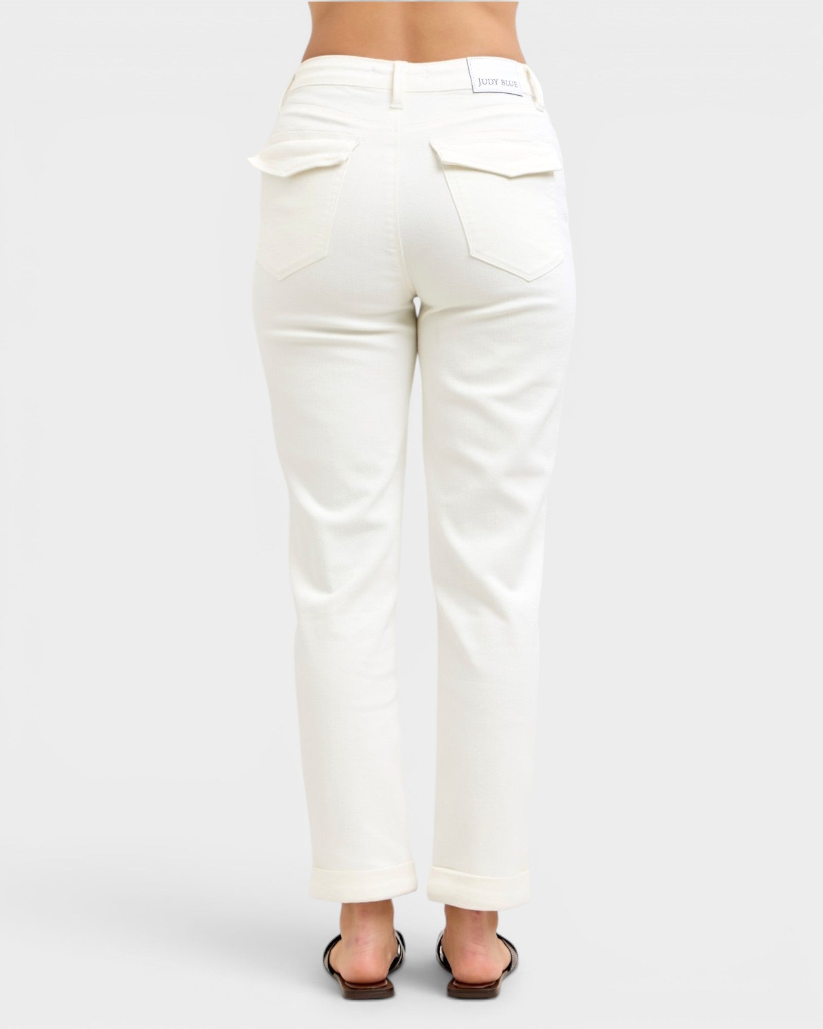 White pants on a white background