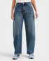 Person wearing blue jeans on a white background
