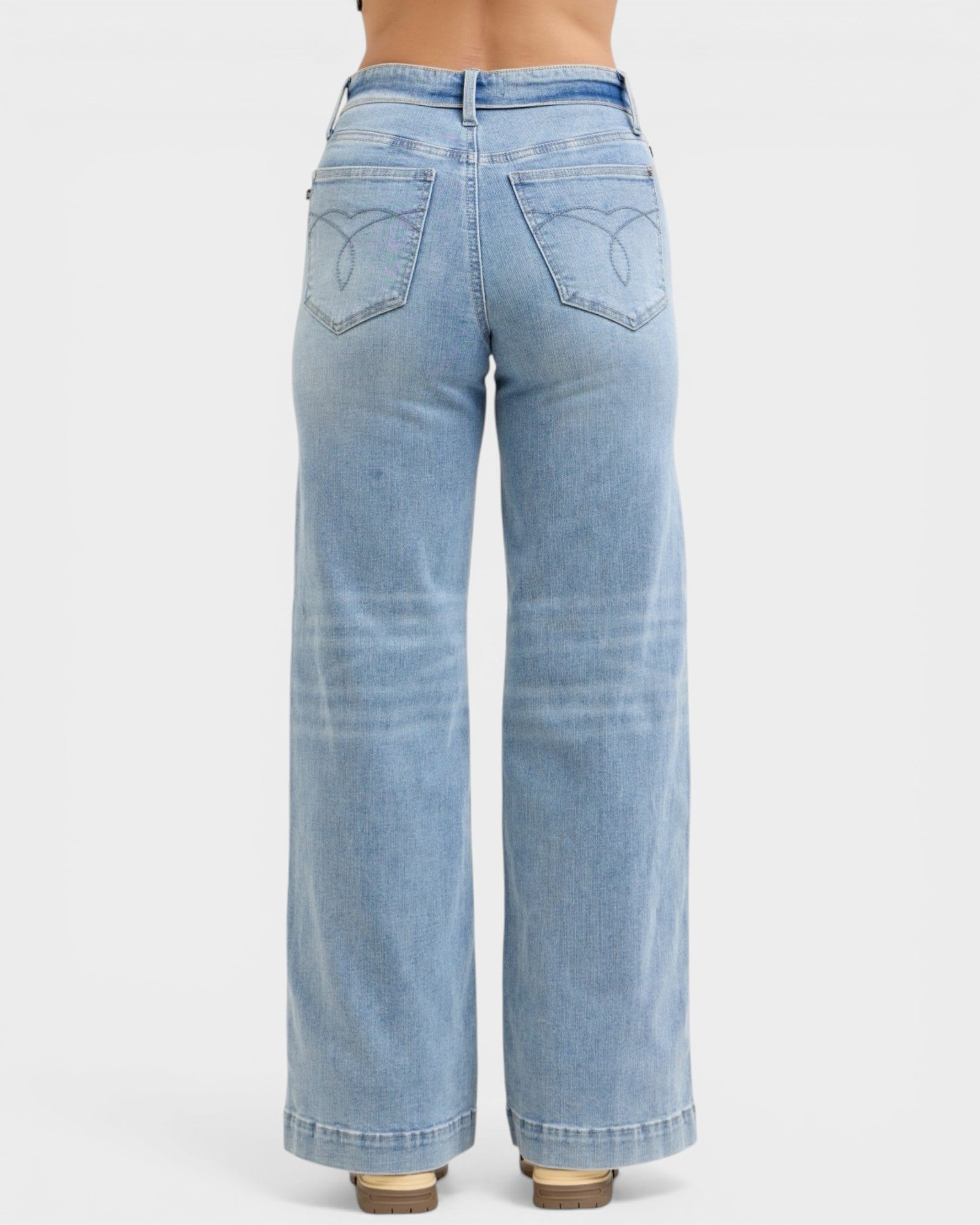 Light blue jeans on a white background