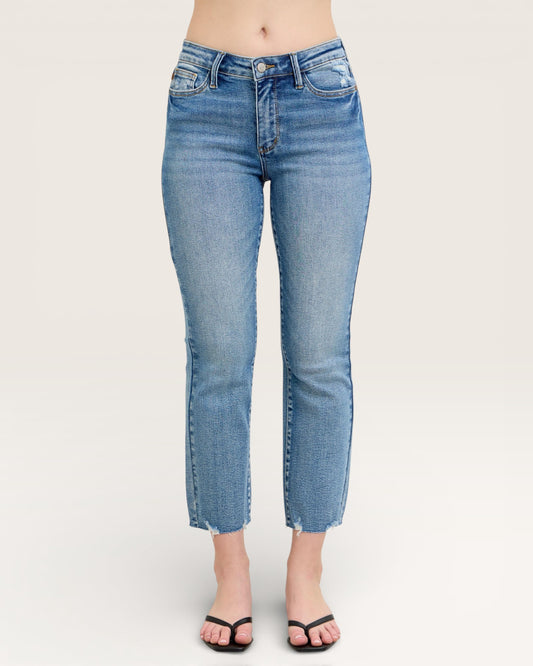 Blue jeans on a white background