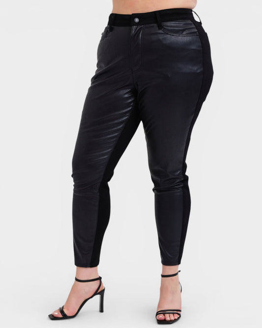 Plus Size Black Vegan Leather Skinny Pants