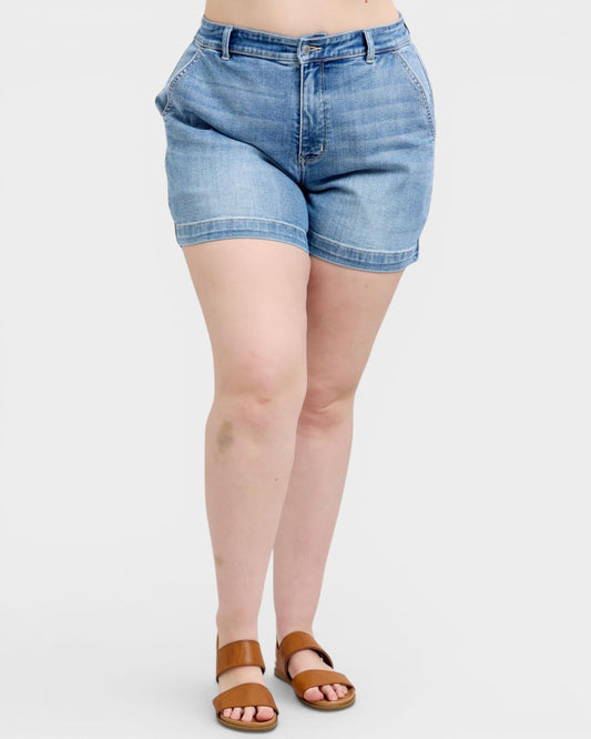 Plus Size Medium Wash Denim Shorts