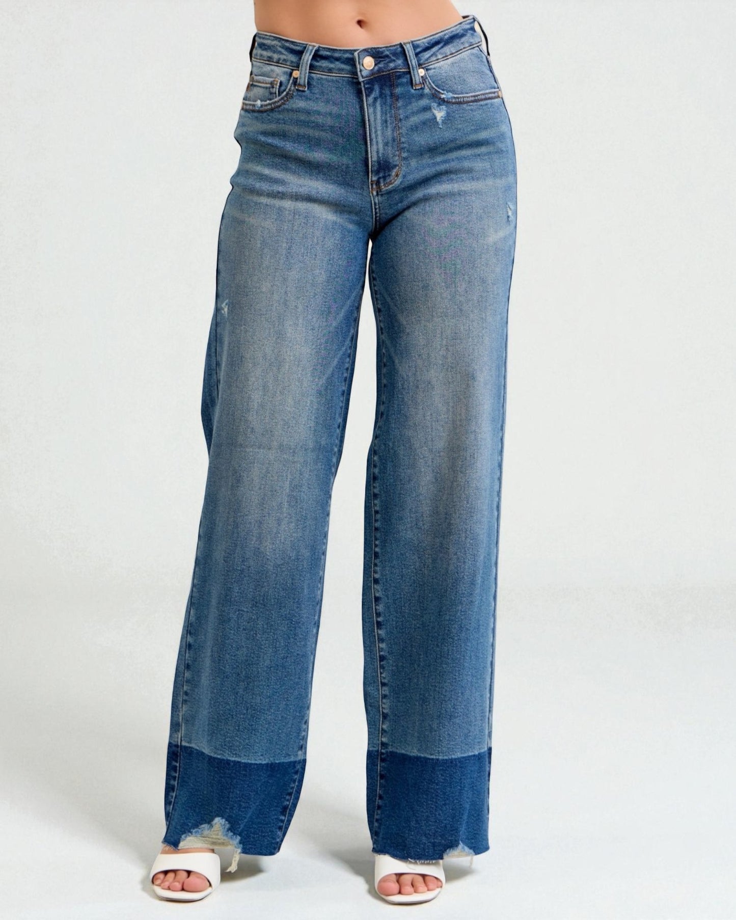 Blue jeans on a white background