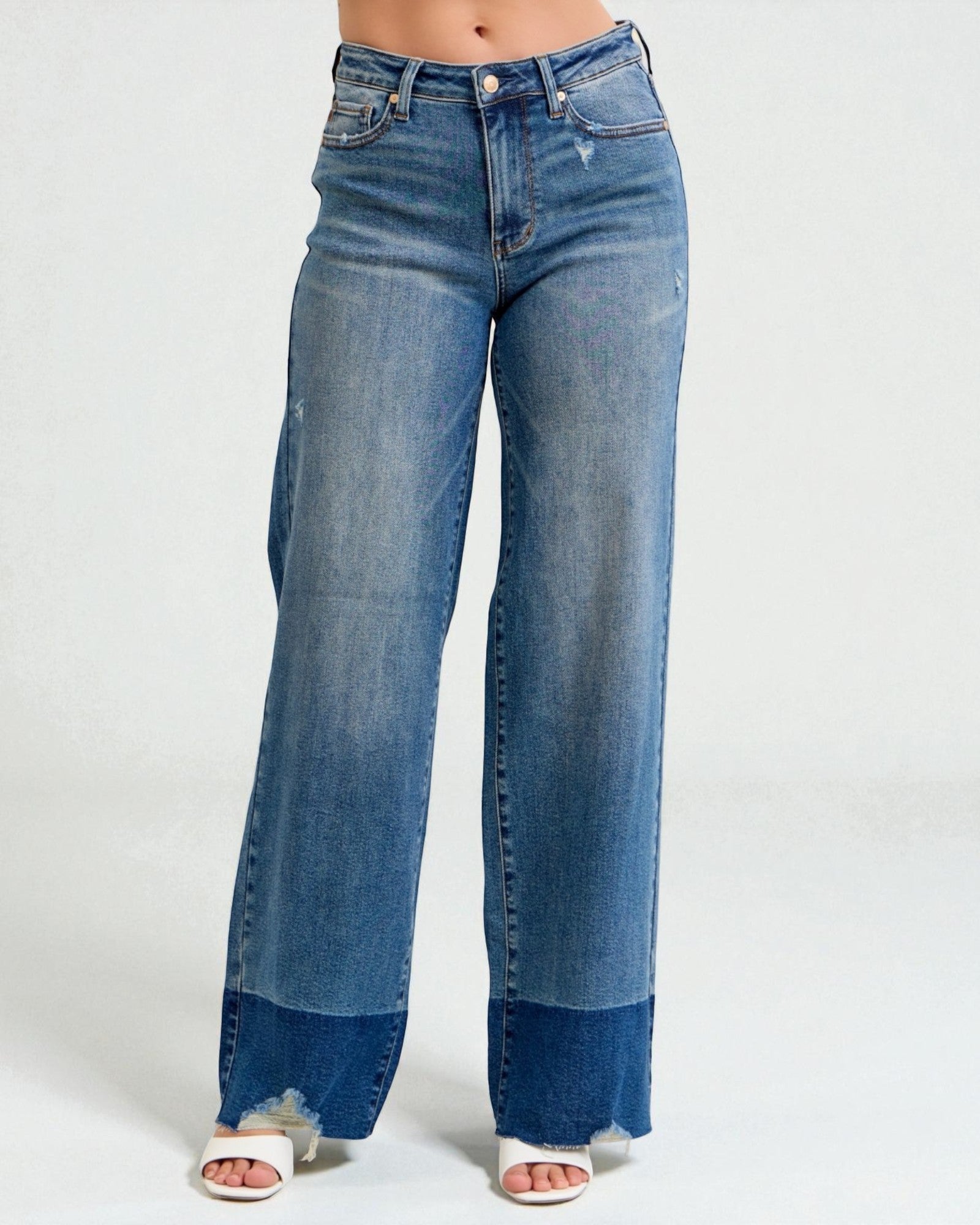 Blue jeans on a white background