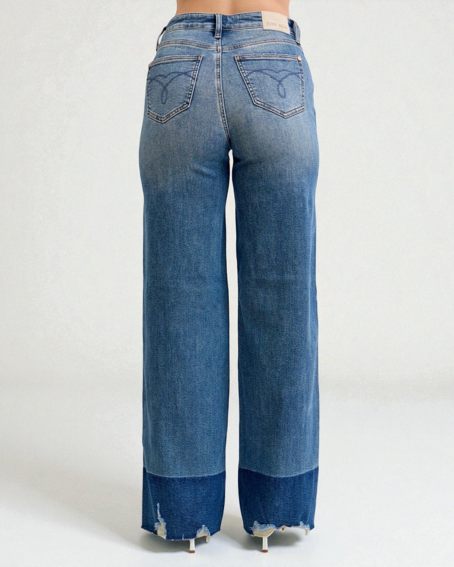 Blue jeans on a white background