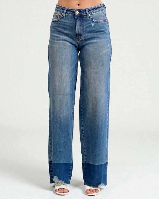 Blue jeans with a white background