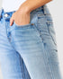 Medium Wash Mid-Rise Split Hem Bootcut Jeans