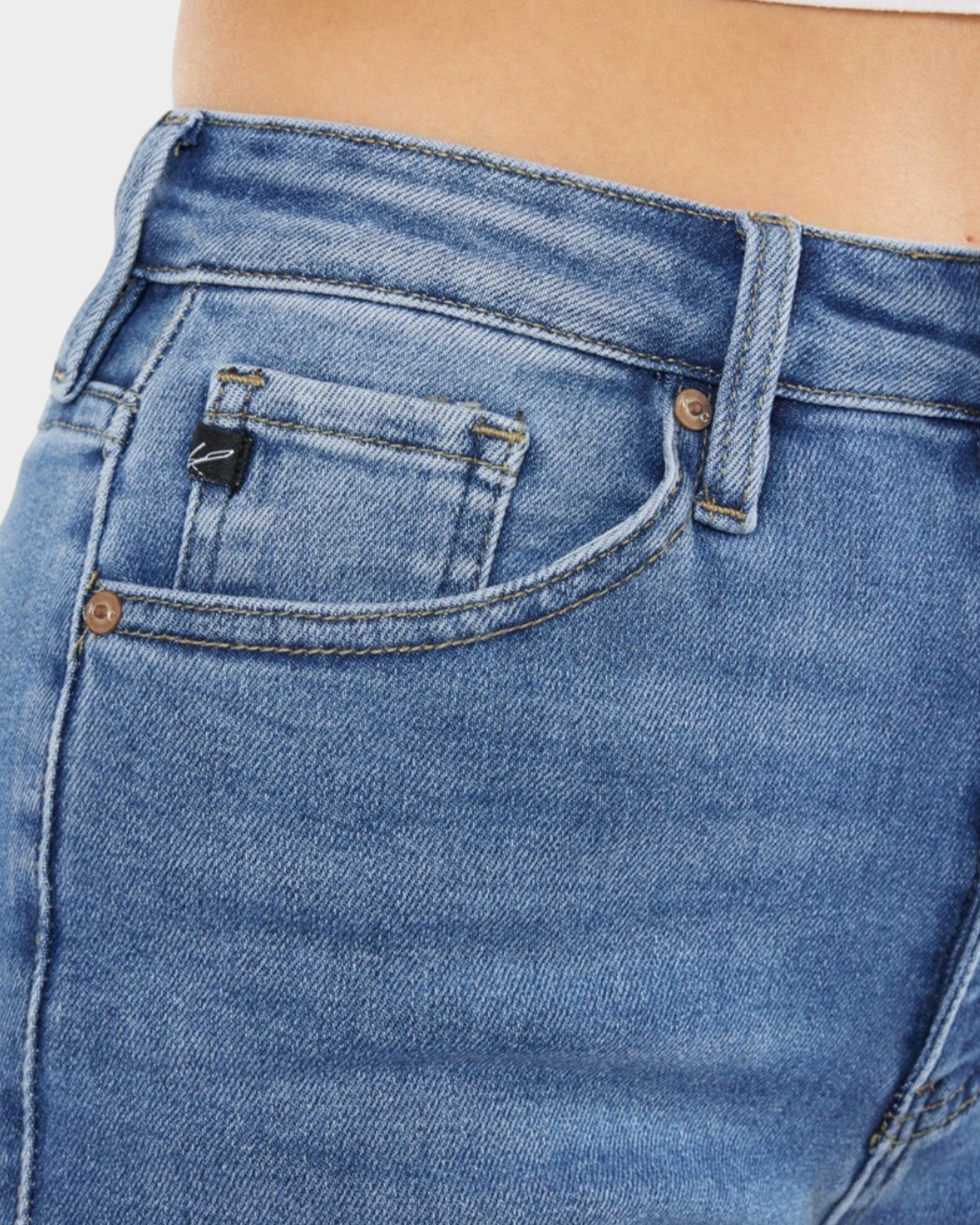 Medium Wash High Rise Straight Leg Jeans